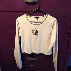 Dolls Kill Long sleeve crop “Cat in the Moon”